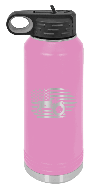 Tractor Flag 2 - 32oz Water Bottle Laser Engraved- Light Purple