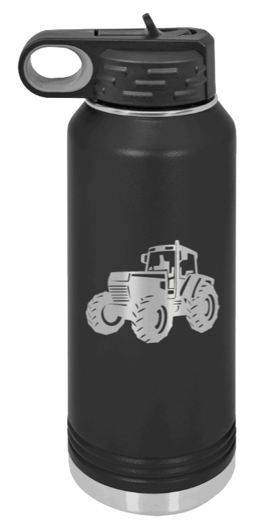 Tractor - 32oz Water Bottle Laser Engraved- Black