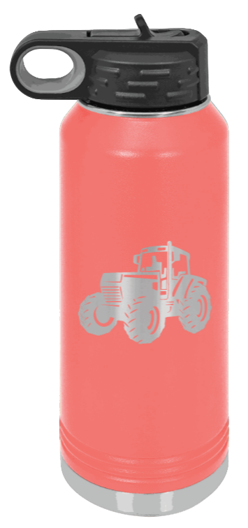 Tractor - 32oz Water Bottle Laser Engraved- Coral