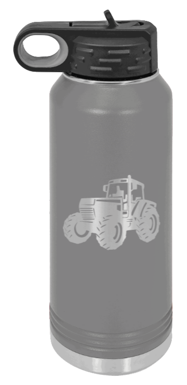Tractor - 32oz Water Bottle Laser Engraved- Dark Grey