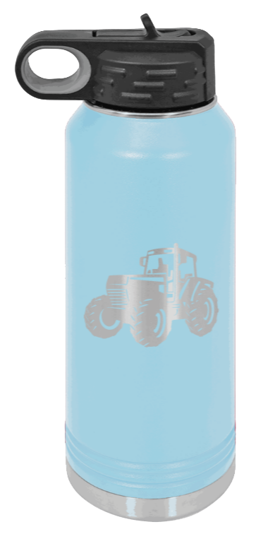 Tractor - 32oz Water Bottle Laser Engraved- Light Blue