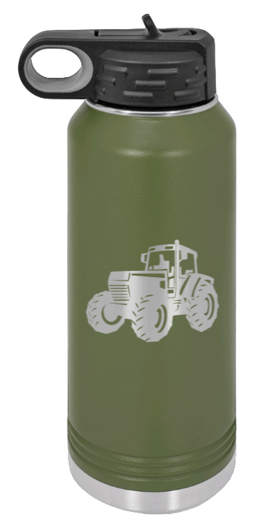 Tractor - 32oz Water Bottle Laser Engraved- Olive