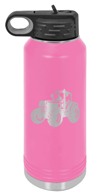 Tractor - 32oz Water Bottle Laser Engraved- Pink