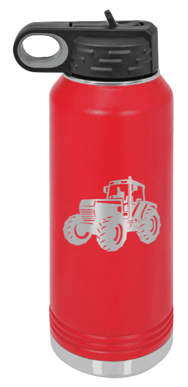 Tractor - 32oz Water Bottle Laser Engraved- Red