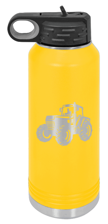 Tractor - 32oz Water Bottle Laser Engraved- Yellow