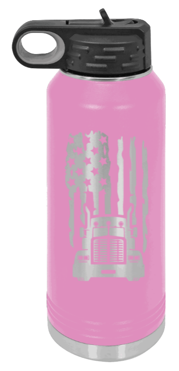 Truck Flag - 32oz Water Bottle Laser Engraved- Light Purple