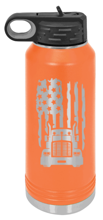 Truck Flag - 32oz Water Bottle Laser Engraved- Orange