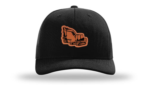 Richarson 112 Black Hat with 'Girl Dad' text Rawhide Leather Patch Hat with White stitching.