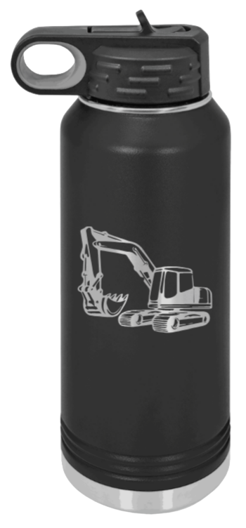 Excavator - 32oz Water Bottle Laser Engraved- Black