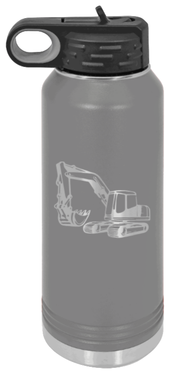 Excavator - 32oz Water Bottle Laser Engraved- Dark Grey