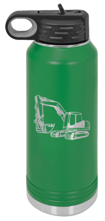Excavator - 32oz Water Bottle Laser Engraved- Green