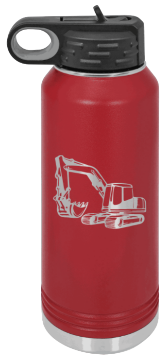 Excavator - 32oz Water Bottle Laser Engraved- Maroon