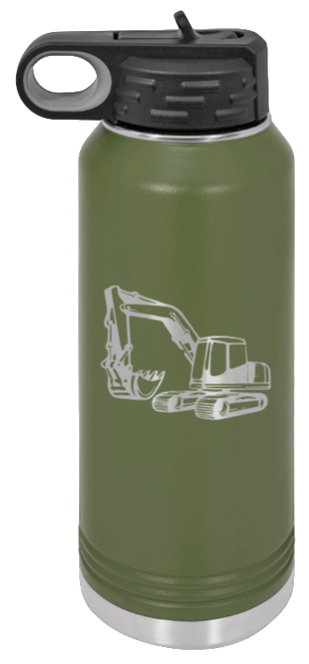 Excavator - 32oz Water Bottle Laser Engraved- Olive