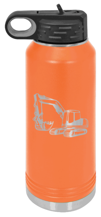 Excavator - 32oz Water Bottle Laser Engraved- Orange