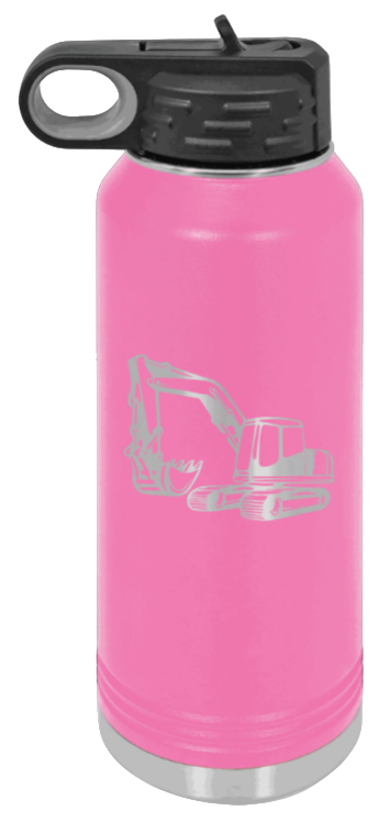Excavator - 32oz Water Bottle Laser Engraved- Pink