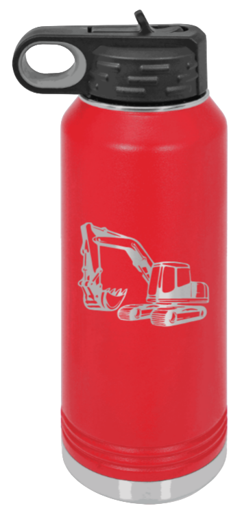 Excavator - 32oz Water Bottle Laser Engraved- Red
