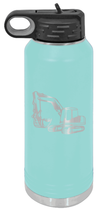 Excavator - 32oz Water Bottle Laser Engraved- Teal