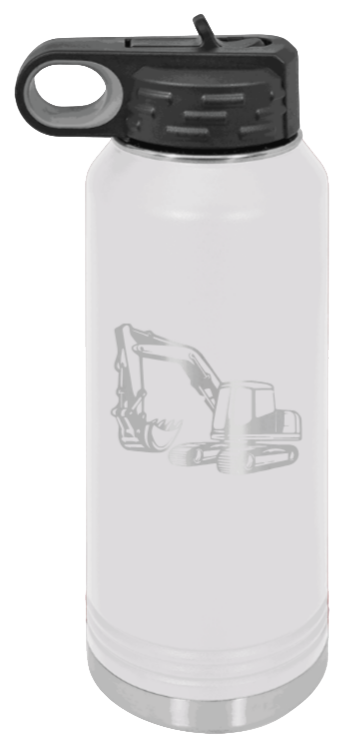 Excavator - 32oz Water Bottle Laser Engraved- White