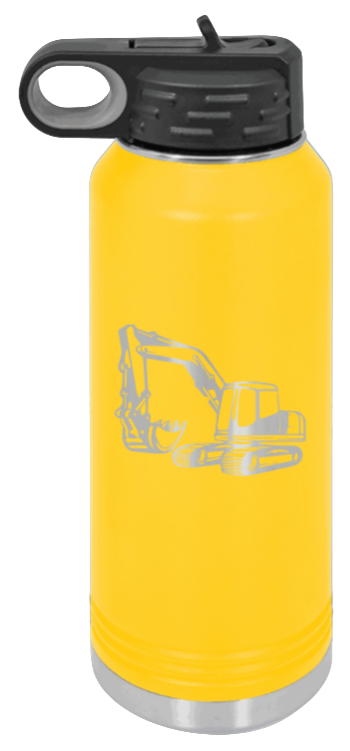 Excavator - 32oz Water Bottle Laser Engraved- Yellow