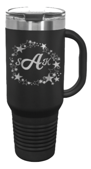 Wreath 5 40oz Handle Mug Laser Engraved