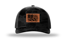 Load image into Gallery viewer, Welder Flag Leather Patch Richardson 112 Duck Camo Hat
