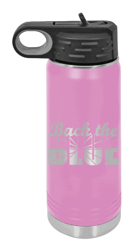 Back The Blue - 32oz Water Bottle Laser Engraved- Light Purple