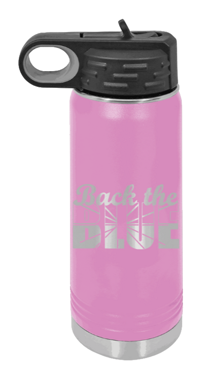Back The Blue - 32oz Water Bottle Laser Engraved- Light Purple
