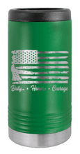 Load image into Gallery viewer, Firefighter Flag Laser Engraved Slim Can Insulated Koosie
