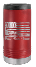 Load image into Gallery viewer, Firefighter Flag Laser Engraved Slim Can Insulated Koosie
