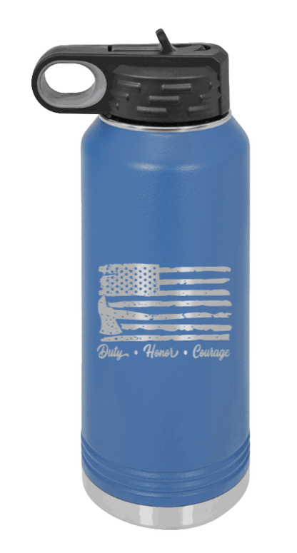 Firefighter Flag - 32oz Water Bottle Laser Engraved- Royal Blue