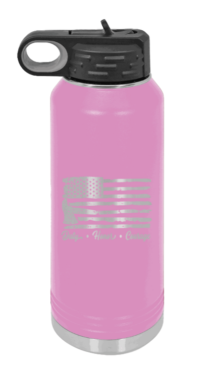 Firefighter Flag - 32oz Water Bottle Laser Engraved- Light Purple