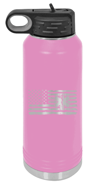 EMS Flag - 32oz Water Bottle Laser Engraved- Light Purple