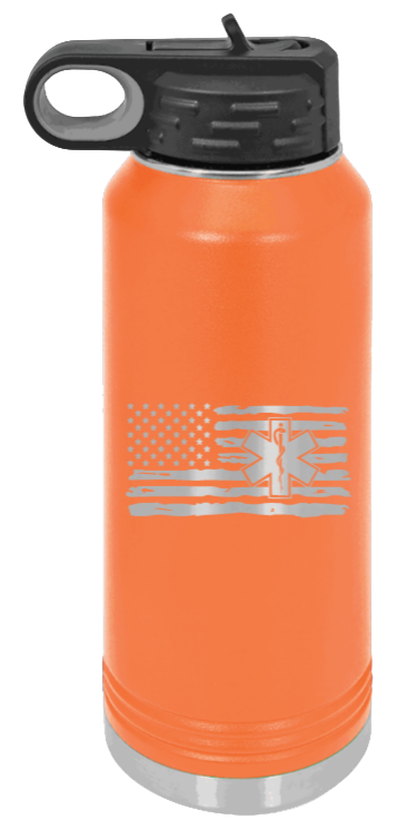 EMS Flag - 32oz Water Bottle Laser Engraved- Orange