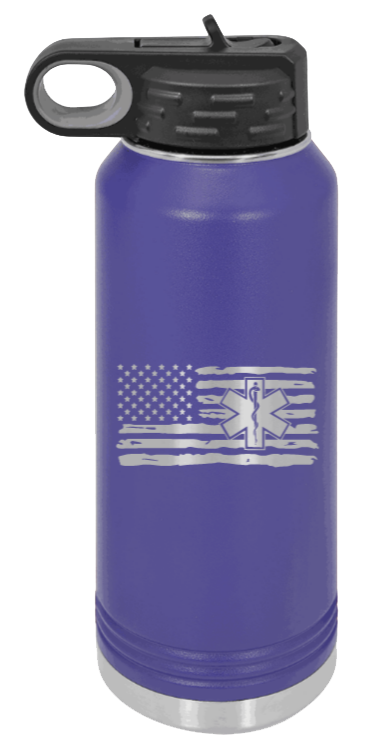 EMS Flag - 32oz Water Bottle Laser Engraved- Purple