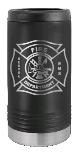 Firefighter Shield Laser Engraved Slim Can Insulated Koosie