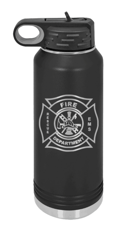 Firefighter - 32oz Water Bottle Laser Engraved- Black