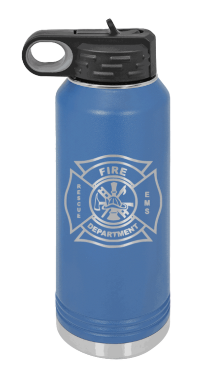 Firefighter - 32oz Water Bottle Laser Engraved- Royal Blue