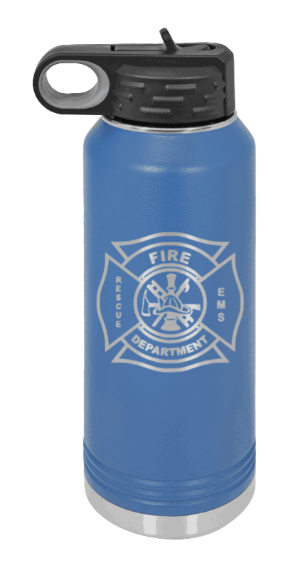 Firefighter - 32oz Water Bottle Laser Engraved- Royal Blue