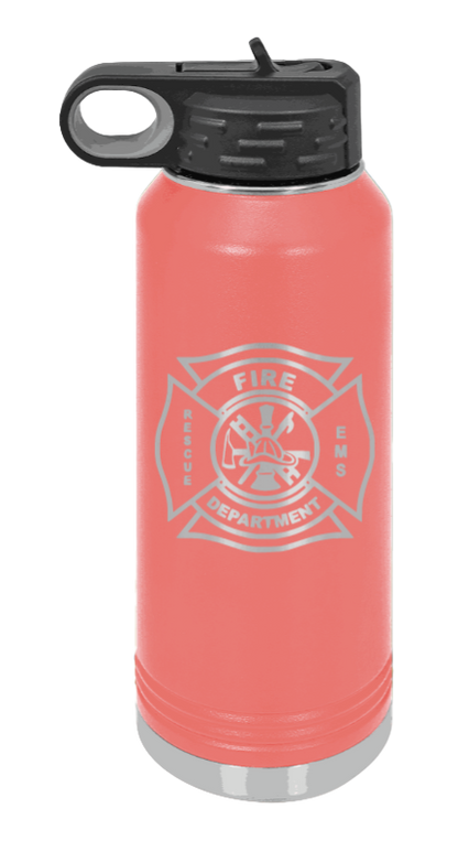 Firefighter - 32oz Water Bottle Laser Engraved- Coral
