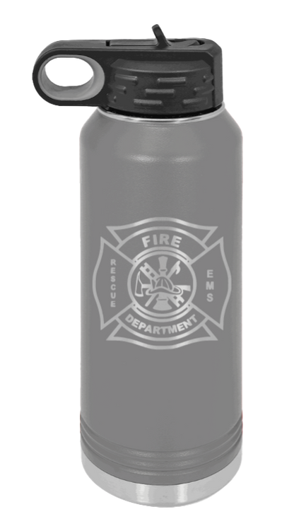 Firefighter - 32oz Water Bottle Laser Engraved- Dark Grey