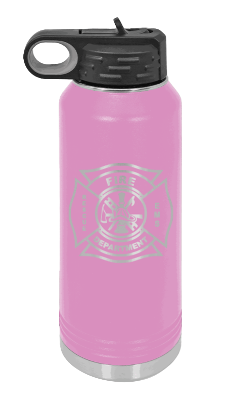 Firefighter - 32oz Water Bottle Laser Engraved- Light Purple