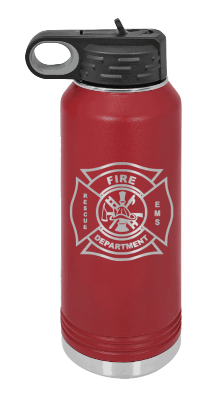 Firefighter - 32oz Water Bottle Laser Engraved- Maroon