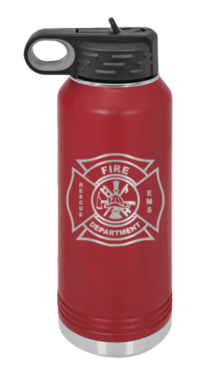 Firefighter - 32oz Water Bottle Laser Engraved- Maroon