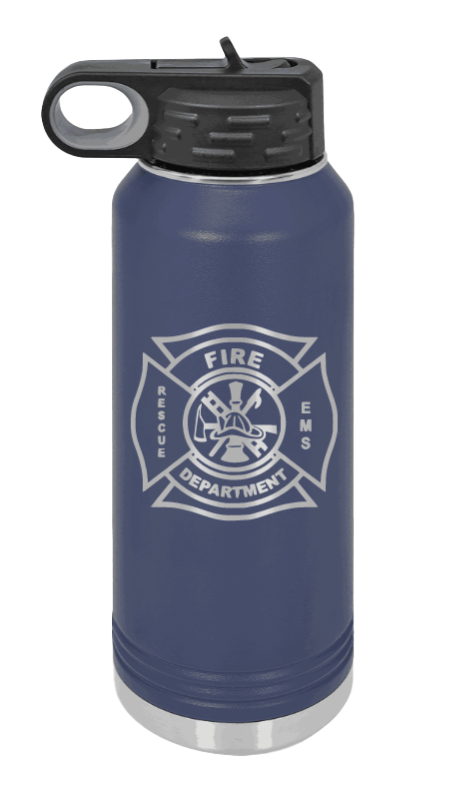 Firefighter - 32oz Water Bottle Laser Engraved- Navy