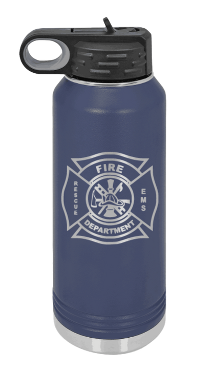 Firefighter - 32oz Water Bottle Laser Engraved- Navy
