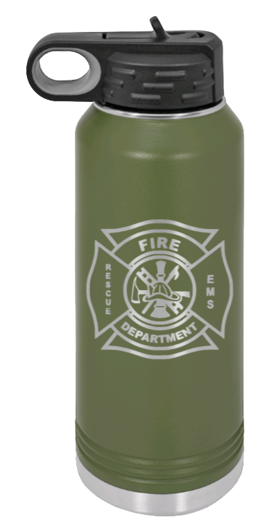 Firefighter - 32oz Water Bottle Laser Engraved- Olive