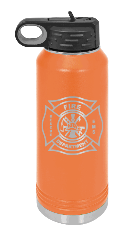 Firefighter - 32oz Water Bottle Laser Engraved- Orange