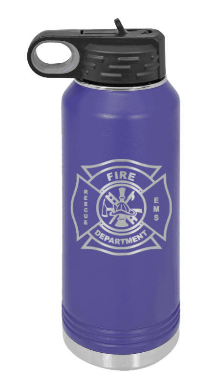 Firefighter - 32oz Water Bottle Laser Engraved- Purple