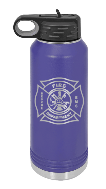 Firefighter - 32oz Water Bottle Laser Engraved- Purple