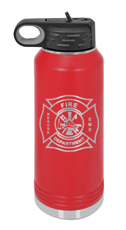 Firefighter - 32oz Water Bottle Laser Engraved- Red